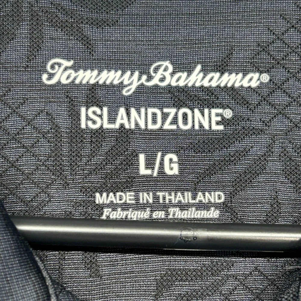 Tommy Bahama Islandzone Polo Shirt Men's Large Short Sleeve Gray Pineapple AOP